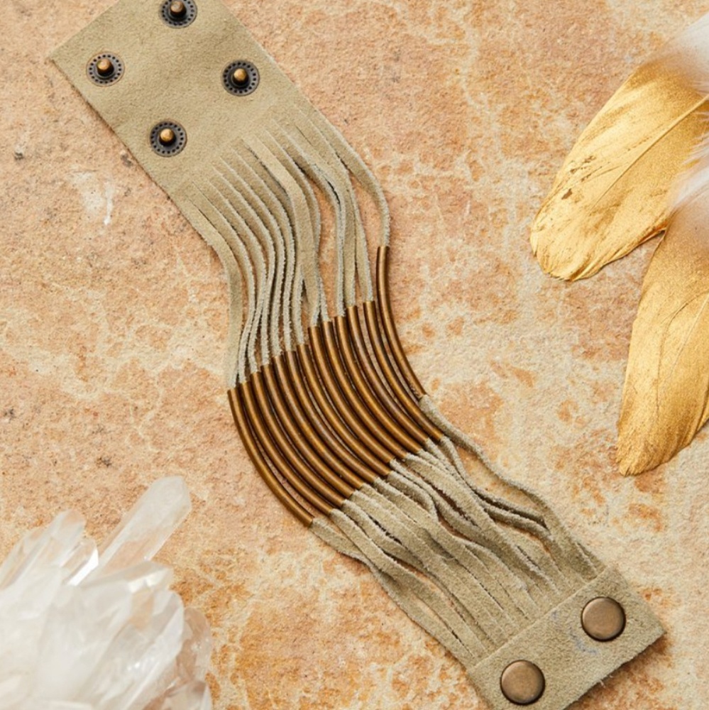 Cream & Suede Cuff Bracelet